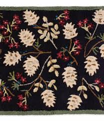 bayberry pinecones hooked rug