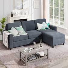 sobaniilo convertible sectional sofa couch modern linen fabric l shaped 3 seat sofa sectional with reversible chaise for small e light gray