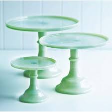 Jadeite Green Glass Cake Pedestal Stand