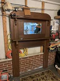 Antique Wood Mantel With Mirror