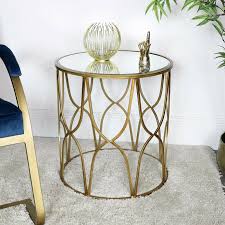 Gold Mirrored Side Table Ornate Vintage
