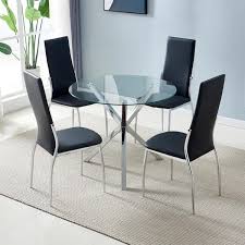 Winado Transpa Silver Modern Tempered Glass Round Dining Table