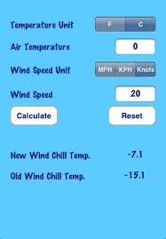 Wind Chill Chart Calculator Wind Chill Calculator 1 7 App