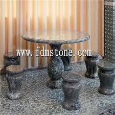 Black Marble Stone Outdoor Table Round