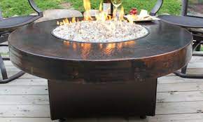 Oriflamme Gas Fire Pit Table Hammered