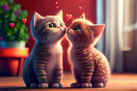 romantic two kittens in love valentines