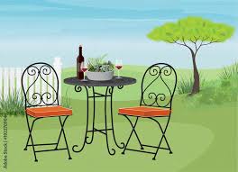 Relaxing Garden Lawn With A Bistro