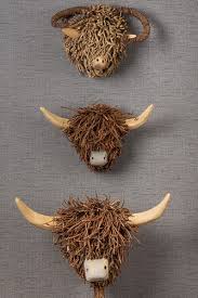 Wooden Highland Cow Head Sculpture