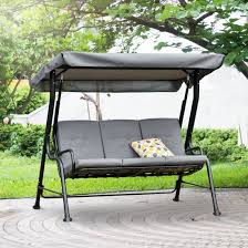 Metal Porch Swing Chair Bench Grey