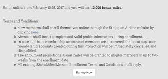 3 000 Free Points For Joining Ethiopian Airlines Reward