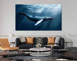 Big Blue Whale Original Art For Room