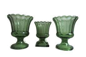 vintage green vases retro green fluted