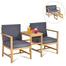 costway 3 in 1 patio table chairs set