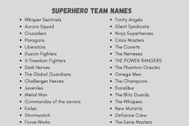 350 villain and superhero team names