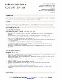 What events do you want to swim in college? Assistant Swim Coach Resume Samples Qwikresume