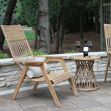 Teak Wicker Outdoor Lounge Chair Set