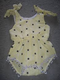 Rare Bobora Vintage Style Baby Sunsuit Seersucker Romper 60 Or 6 9m Stars