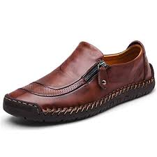 Moodeng Mens Leather Loafer Comfy Lightweight Round Toe