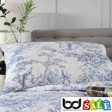 Blue Toile De Jouy Cotton Bedding