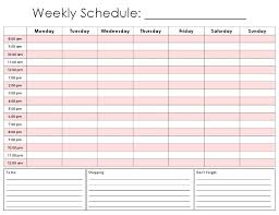 Daycare Weekly Schedule Template 7 Day Daily Best Calendar 3