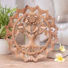 Decorative Hand Carved Wood Wall Relief