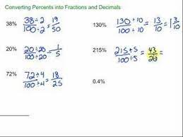 converting percents into fractions and