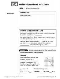 Write Equations Of Lines Mathnmind