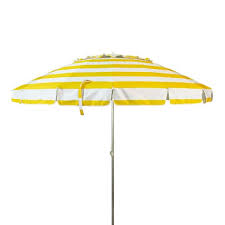 Deluxe 8 Ft Yellow And White Stripe Patio Beach Umbrella With Travel Bag