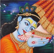 Image result for kRISHNA PUTTING HIS HEAD OVER RADHA'S FEET