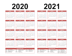 printable calendar 2020 2021 two year