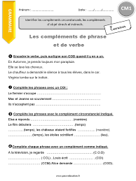 Identifier Les Compléments Circ Les Cod Et Coi .CM1 Exercices PDF | PDF