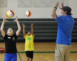 teaching volleyball skills in gym cl
