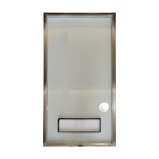 shiny silver vending machine glass door