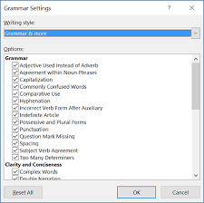 Select Grammar And Writing Style Options Office Support