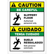 ansi caution be careful slippery floor