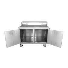 casa nico stainless steel 42 in x 43 in x 28 in portable outdoor kitchen cabinet and patio bar silver kd02