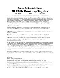 ib th century topics course outline syllabus kevin denney 