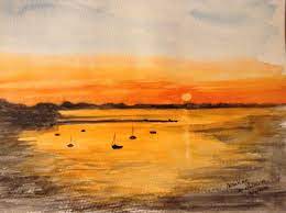 Coucher de soleil sur la mer Aquarelle Martine Mathioux | Paysage de mer  peinture, Dessiner coucher de soleil, Coucher de soleil mer