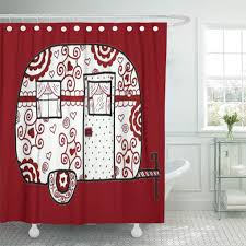 Red and black bathroom decor gray paint ideas sorgula. Cynlon Glamping Retro Red Black And Glamper Glamp Camper Bathroom Decor Bath Shower Curtain 66x72 Inch Walmart Com Walmart Com