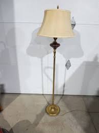 Brass Floor Lamp White Milk Glass Shade