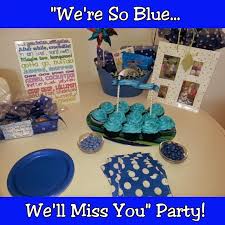 blue themed farewell party