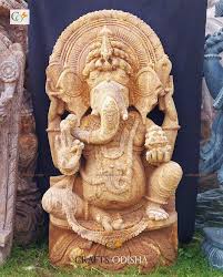 Sandstone Sitting Ganapati Statue For