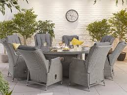 8 Seat Dining Set With Fire Pit