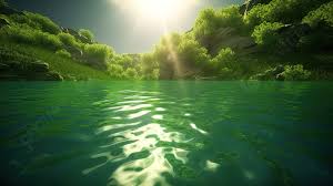 3d watery landscape with sunlight