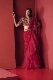 For a modern twist, wear. Ridhi Mehra Afra Draped Saree With Belt Elahe