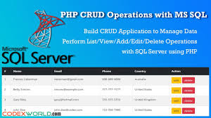 php crud operations with ms sql server