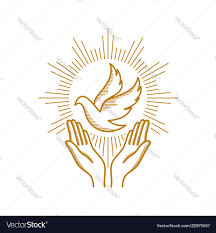 Praying hands and dove a symbol of the holy spirit