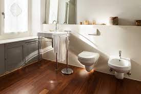 hardwood flooring in a bathroom