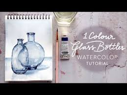 Watercolor Glass Bottles From Drawing