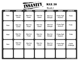 Insanity Max 30 Workout Calendar Print A Workout Calendar